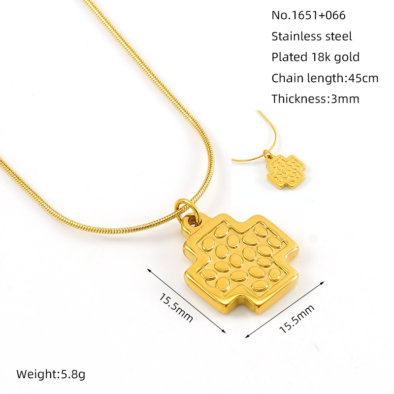 1 Piece Simple Series Classic Geometric Stainless Steel  Gold Color Women's Pendant Necklaces h5 